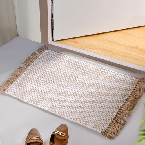Rustic Jute And Cotton Floor Mat 96x50cm