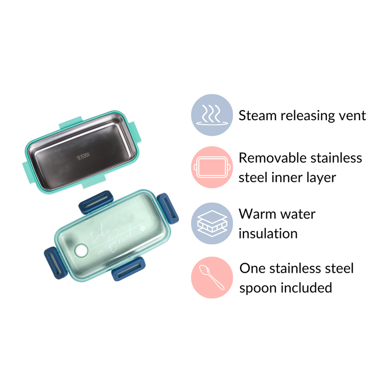 Leak-Proof Stainless Steel Lunch Box Small Mint 530ml