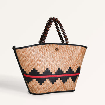 Shitalpati Bag With Beaded Handles