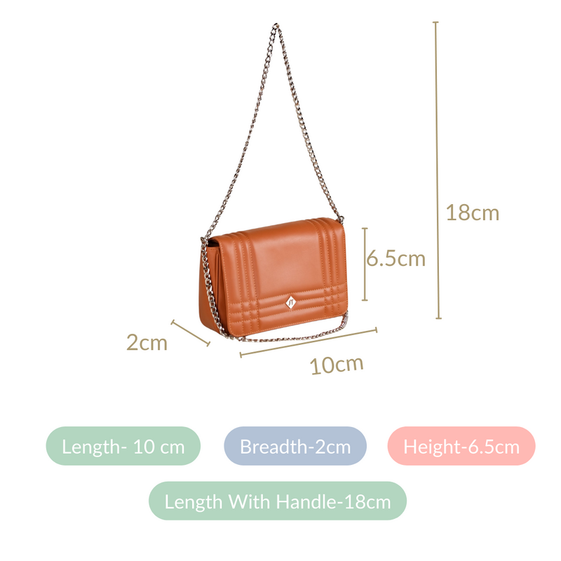 Classic Flap Shoulder Bag With Chain Brown