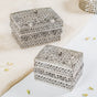 Antique Metal Gift Box Silver Set Of 2- Jewellery box, trinket box, silver box, decorative box, metal box, jewellery organiser
