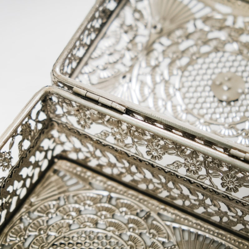 Antique Metal Gift Box Silver Set Of 2- Jewellery box, trinket box, silver box, decorative box, metal box, jewellery organiser