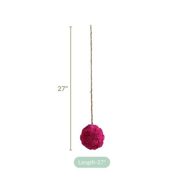 Hot Pink Flower Ball Hanging Decor Set of 4