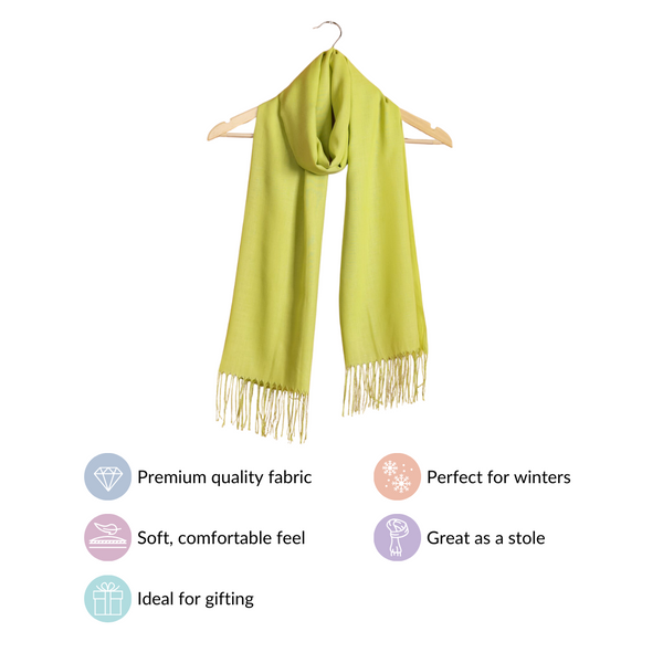 Pistachio Green Ladies Scarf With Fringes