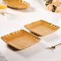 Elegant Scallop Rim Square Platter Set Of 2 Yellow Ochre 8 Inch - Ceramic platter, square platter, yellow platter, ceramic serving platter