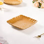 Elegant Scallop Rim Square Platter Set Of 2 Yellow Ochre 8 Inch - Ceramic platter, square platter, yellow platter, ceramic serving platter