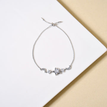 Stars And Moon Silver Charm Bracelet