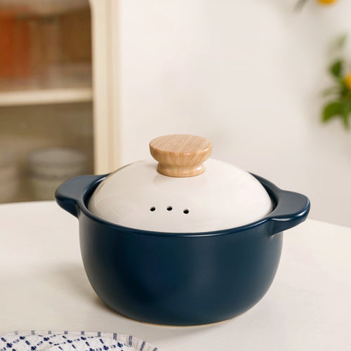 Teal Ceramic Cooking Pot With Lid 2000ml