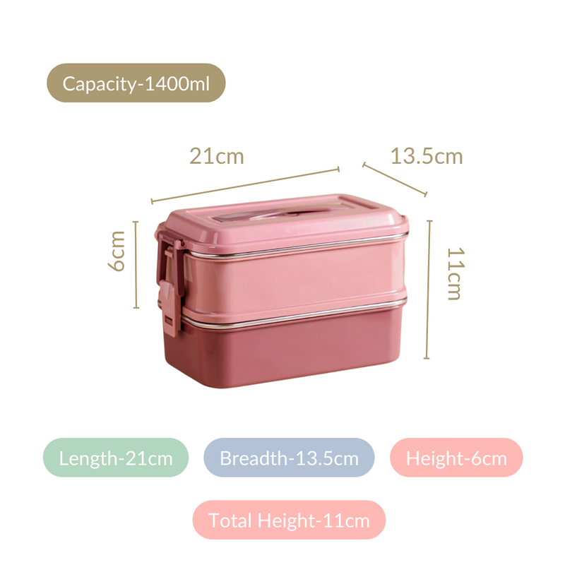 Insulated Lunch Box For Office Pink 1400ml