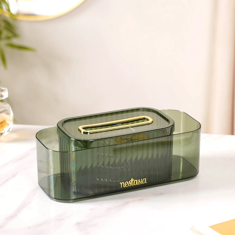 Tissue Storage Holder With Organizer Green