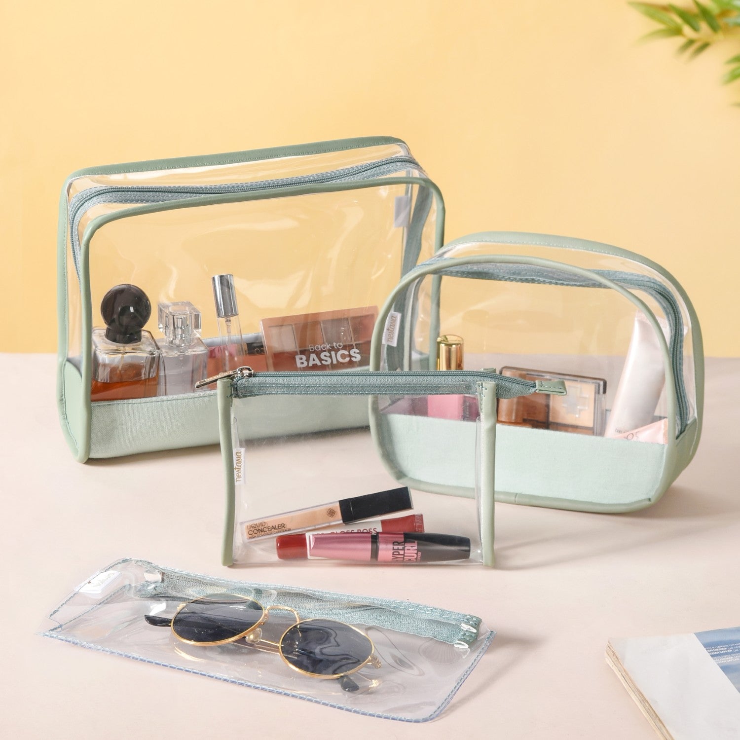 Set Of Travel Cosmetic Organizer Pouch Mint Green Online