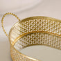 Gold Metal Oval Tray Large - Oval Tray Large, Decorative Oval Tray, Gold Serving Tray, Festive Decor Tray, Gold Finish Tray