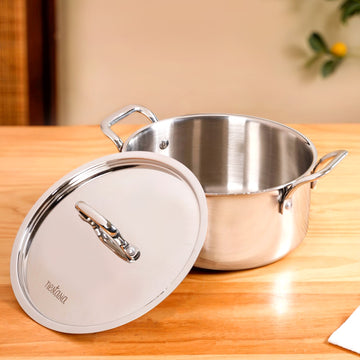 Tri Ply Stainless Steel Casserole Pot With Lid 4000ml