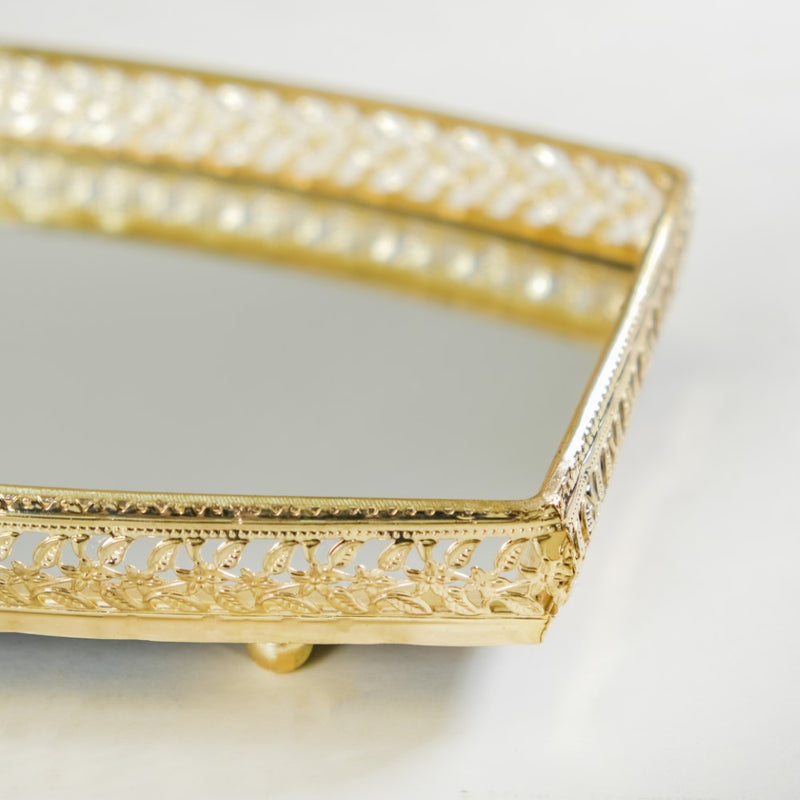 Luxury Mirror Tray Gold Set Of 3