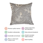 Grey Tropical Ferns Cushion Cover 15x15 Inch