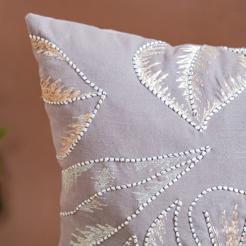 Grey Tropical Ferns Cushion Cover 15x15 Inch