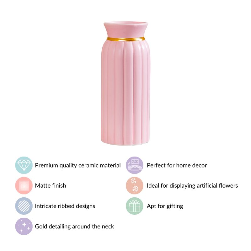 Tall Ceramic Flower Vase Pink