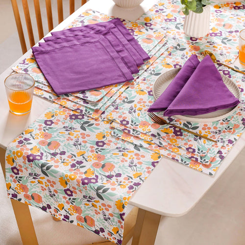 Viola Linen Table Napkins, Mats And Runner Set