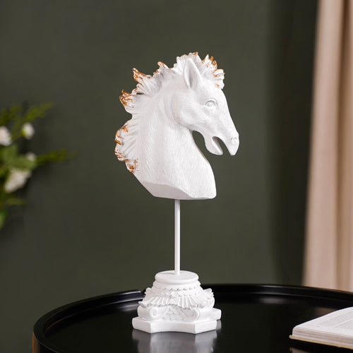 White Horse Decor Showpiece With Stand Large