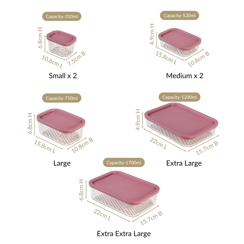 Groovo Stackable Food Storage Containers Set Of 7 S 310ml M 520ml L 750ml XL 1200ml XXL 1700ml