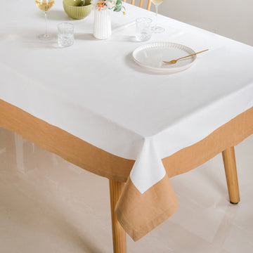 Midori Cotton Tablecloth For 6 Seater In Brown 200x150cm