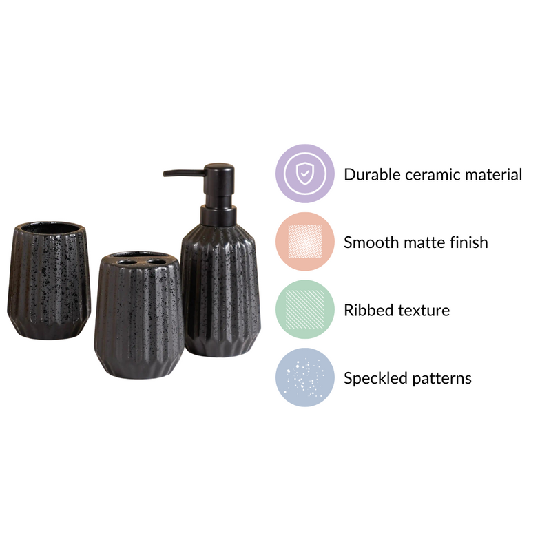 Ribbed Ceramic Bathroom Set Of 3