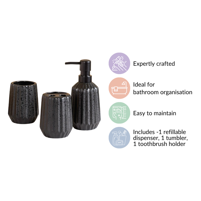 Ribbed Ceramic Bathroom Set Of 3