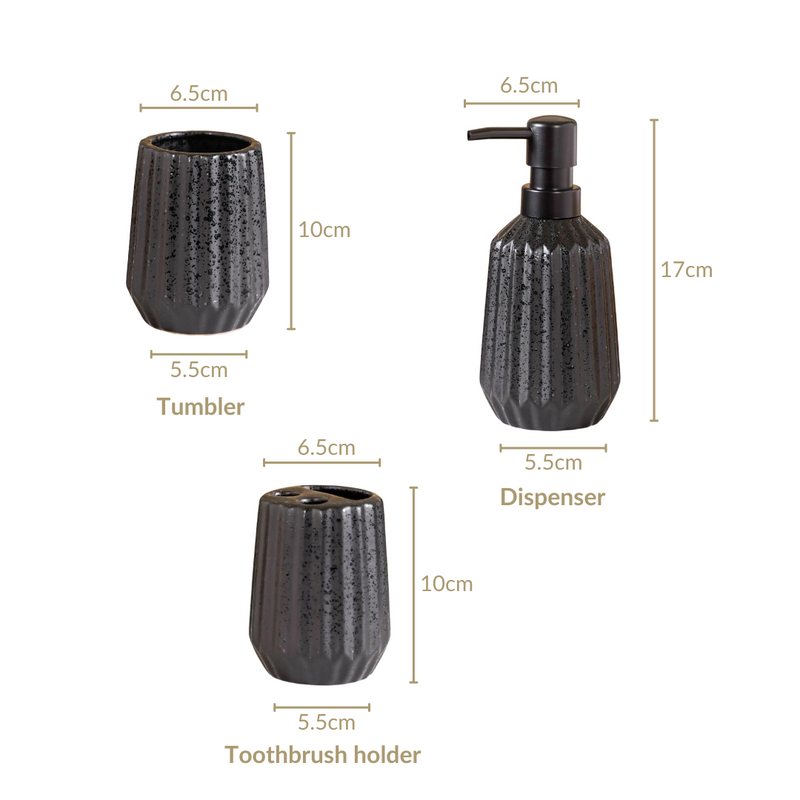 Ribbed Ceramic Bathroom Set Of 3