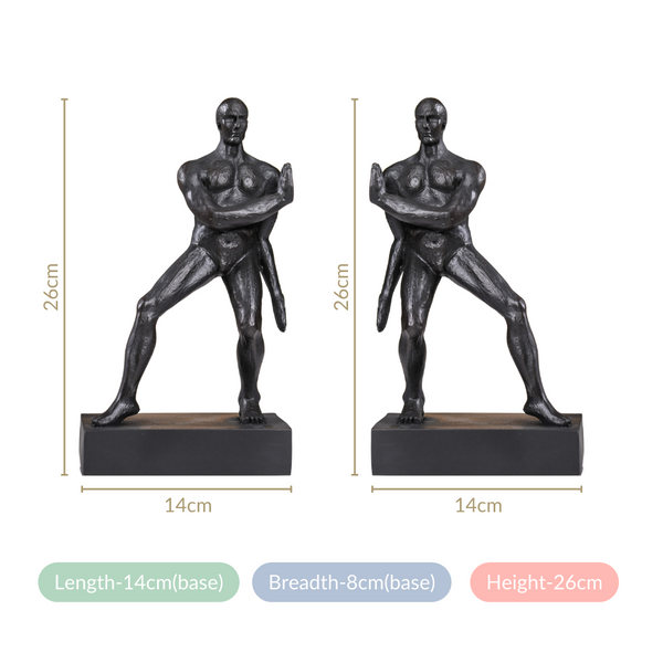 Muscle Men Resin Bookend Set Black