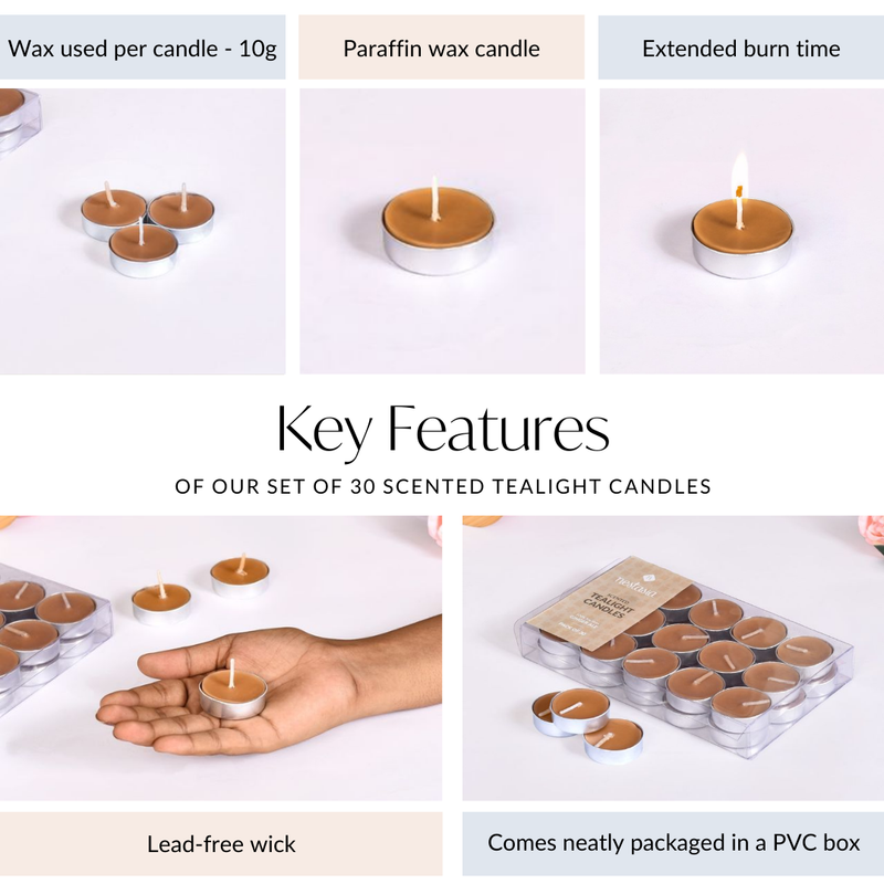 Ginger Ale Scented Tealight Candles Set Of 30 - Tealight Candles, Perfumed Tealight Set, Scented Tealight Candles, Scented Candles, Tealight Set