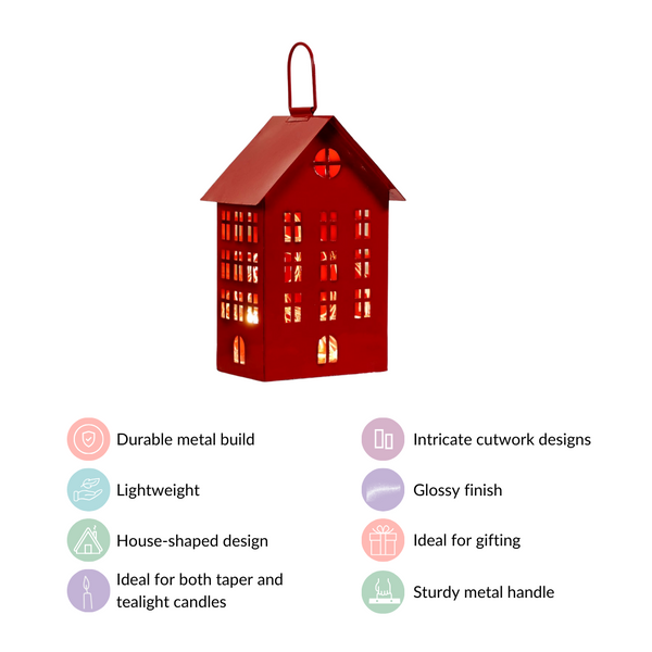 Red House Lantern With Handle