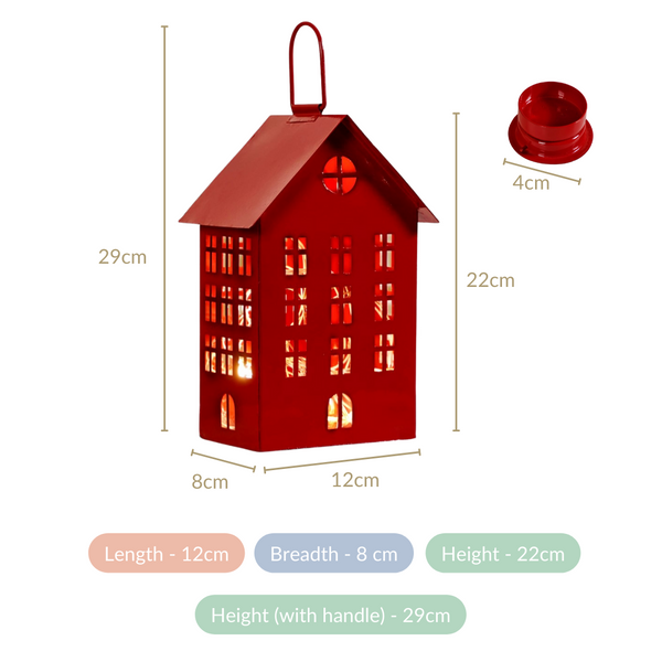 Red House Lantern With Handle