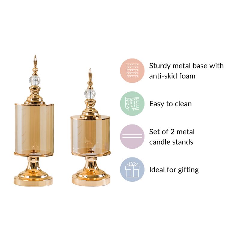 Gold Decor Jars Set Of 2 - Gold Decor Jars, Set of 2 Gold Jars, Decorative Gold Storage Jar