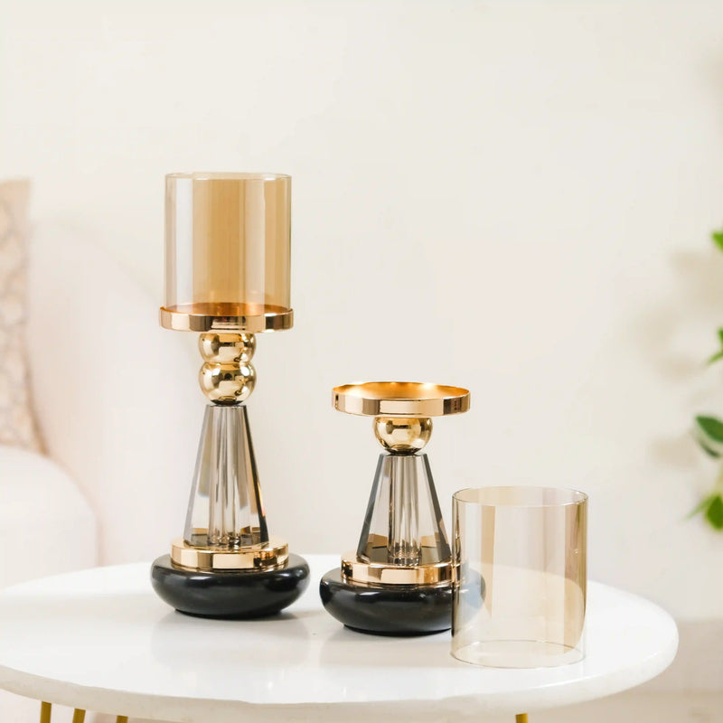 Lavish Crystal Hurricane Candle Holder Set Of 2