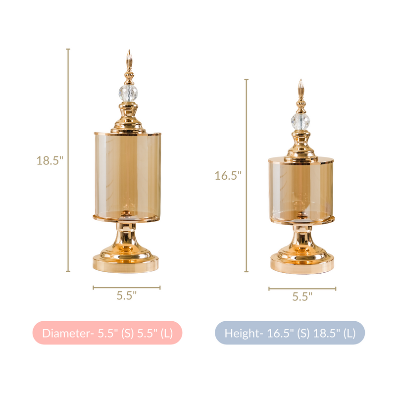 Gold Decor Jars Set Of 2 - Gold Decor Jars, Set of 2 Gold Jars, Decorative Gold Storage Jar