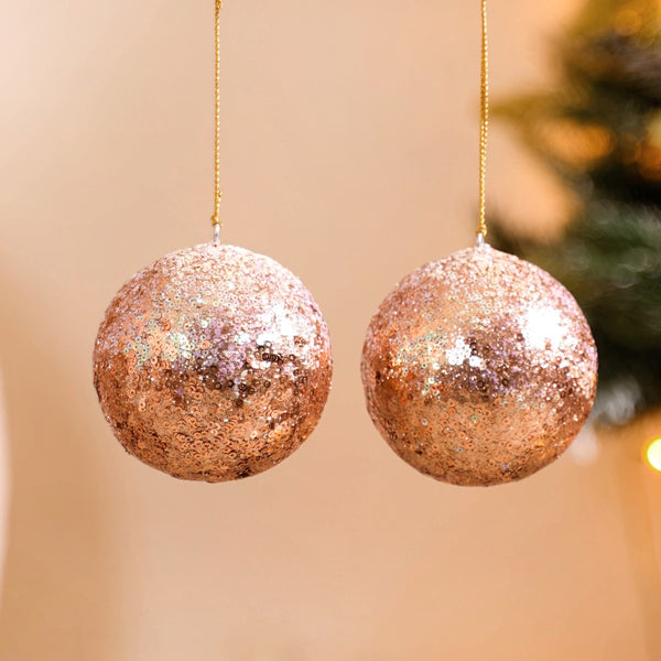 Sequin Baubles For Christmas Tree Decoration Set of 2