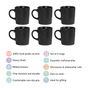 Black Matte Coffee Mug Set Of 6 220ml - Coffee mugs, ceramic mug set, coffee mug set, black coffee mugs