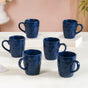 Just-The-Right-Size Tea Coffee Mug Set Of 6 Navy Blue 220ml - Tea cups, coffee cups, tea cup set of 6, coffee mugs, coffee mug set, blue coffee mugs