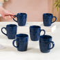 Just-The-Right-Size Tea Coffee Mug Set Of 6 Navy Blue 220ml - Tea cups, coffee cups, tea cup set of 6, coffee mugs, coffee mug set, blue coffee mugs
