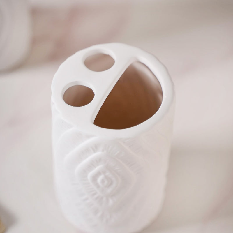 Tree Ring Design Bathroom Accessories Set Of 3 White