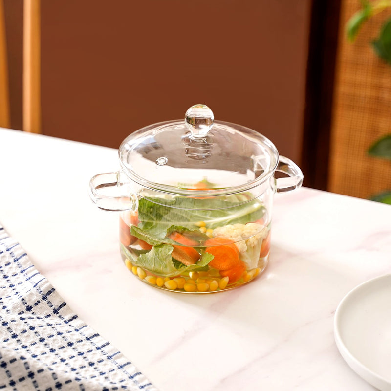 Borosilicate Stovetop Glass Cooking Pot With Lid 1500ml
