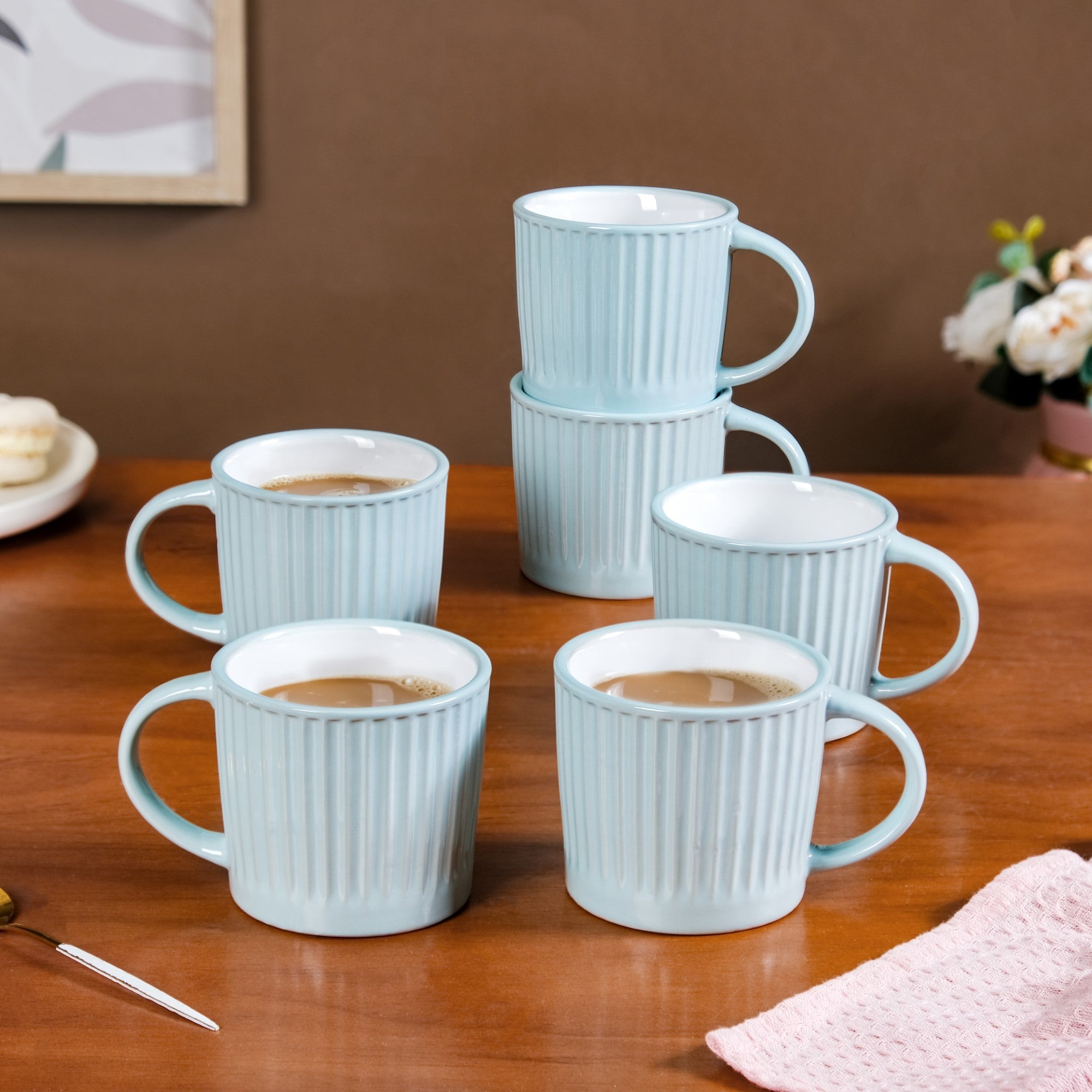 blue coffee cup set Cresta Ceramic Coffee Cup Set Of 6 Blue 300ml Online - Premium Coffee Mug