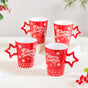Merry Christmas Set of 4 Cups With Star Handle Red 300ml - Coffee mugs, ceramic mug set, coffee mug set, christmas mugs
