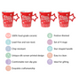 Merry Christmas Set of 4 Cups With Star Handle Red 300ml - Coffee mugs, ceramic mug set, coffee mug set, christmas mugs