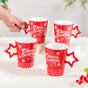 Merry Christmas Set of 4 Cups With Star Handle Red 300ml - Coffee mugs, ceramic mug set, coffee mug set, christmas mugs