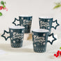 Merry Christmas Set Of 4 Cups With Star Handle Green 300ml - Coffee mugs, ceramic mug set, coffee mug set, christmas mugs