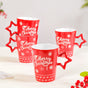 Merry Christmas Set of 4 Cups With Star Handle Red 300ml - Coffee mugs, ceramic mug set, coffee mug set, christmas mugs
