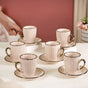 Nori Cup And Saucer Set Of 6 Linen White 250ml - Tea cup set, tea cups, coffee cups, cups and saucers, cup and saucer set, tea cup set of 6