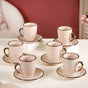 Nori Cup And Saucer Set Of 6 Linen White 250ml - Tea cup set, tea cups, coffee cups, cups and saucers, cup and saucer set, tea cup set of 6
