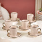 Nori Cup And Saucer Set Of 6 Linen White 250ml - Tea cup set, tea cups, coffee cups, cups and saucers, cup and saucer set, tea cup set of 6